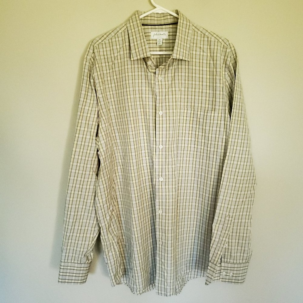 John W. Nordstrom yellow check button up shirt XXL